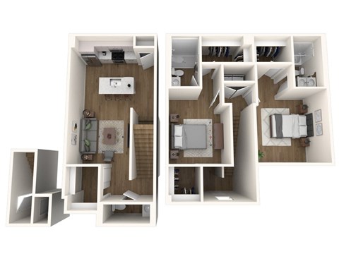 Floor plan for 2 beds, 2 baths, 1317 sqft
